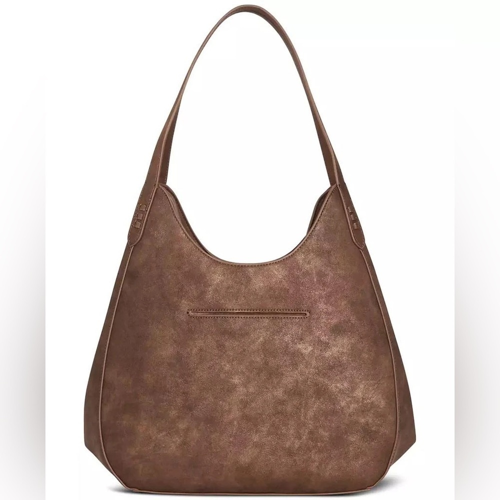 Style & Co Whip-Stitch Soft 4-Poster Tote in a metallic/bronze colo